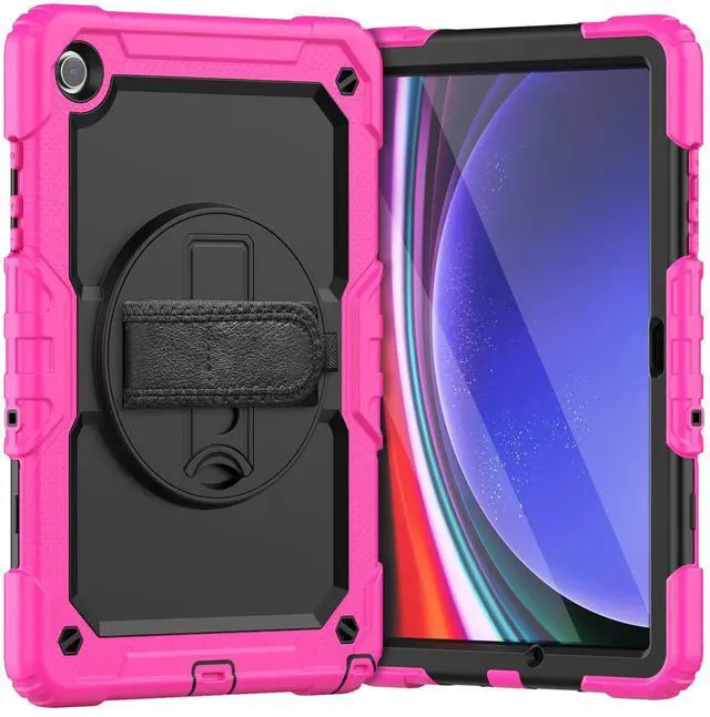 Main image of Heavy Duty Shockproof Protective Case with Screen Protector, 360° Rotating Stand, Hand & Shoulder Strap for Samsung Galaxy Tab A9+ Plus 11-inch (SM-X210/X216/X218),Rose