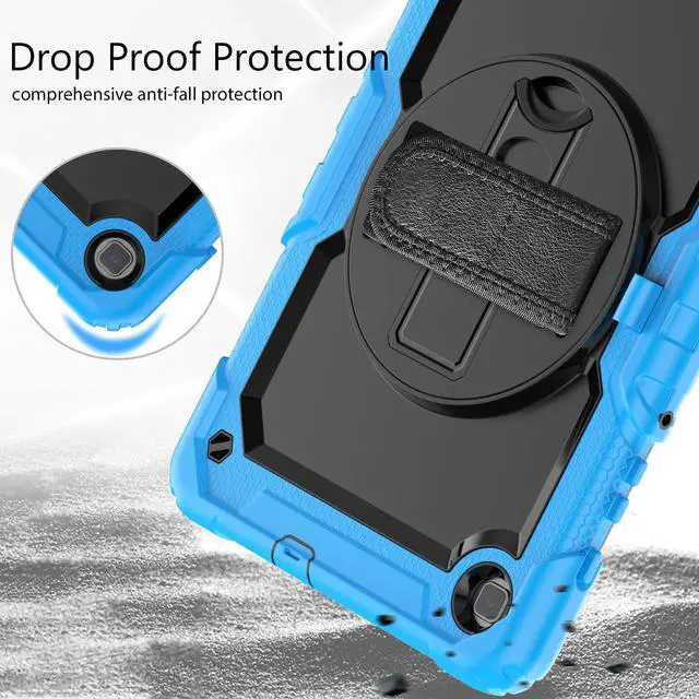 Alt view image 4 of 7 - Heavy Duty Shockproof Protective Case with Screen Protector, 360° Rotating Stand, Hand & Shoulder Strap for Samsung Galaxy Tab S6 Lite 10.4'', SM-P620/P625/P613/P619/P610/P615, Light Blue