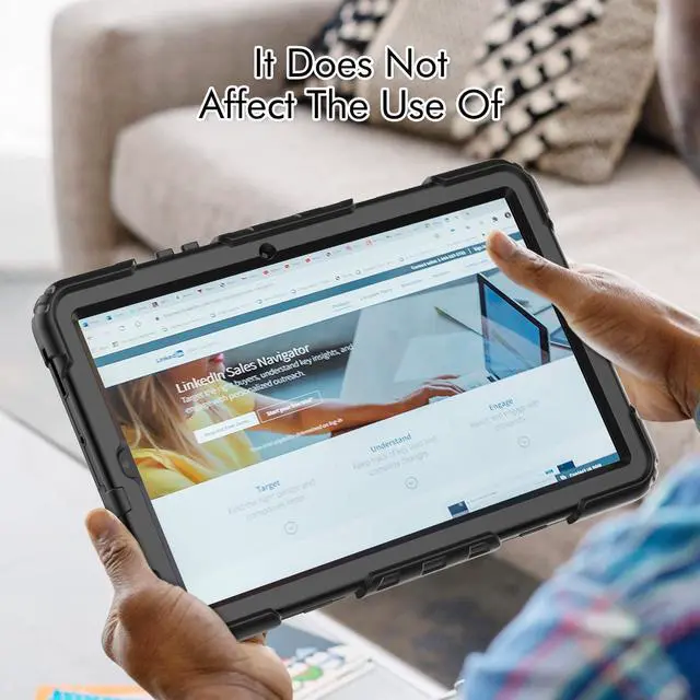 Alt view image 5 of 7 - Heavy Duty Shockproof Protective Case with Screen Protector, 360° Rotating Stand, Hand & Shoulder Strap for Samsung Galaxy Tab S6 Lite 10.4'', SM-P620/P625/P613/P619/P610/P615, Black