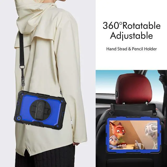 Alt view image 6 of 7 - Heavy Duty Shockproof Protective Case with Screen Protector, 360° Rotating Stand, Hand & Shoulder Strap for Samsung Galaxy Tab S6 Lite 10.4'', SM-P620/P625/P613/P619/P610/P615, BluePC