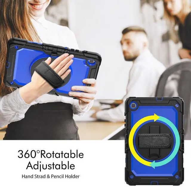 Alt view image 7 of 7 - Heavy Duty Shockproof Protective Case with Screen Protector, 360° Rotating Stand, Hand & Shoulder Strap for Samsung Galaxy Tab S6 Lite 10.4'', SM-P620/P625/P613/P619/P610/P615, BluePC