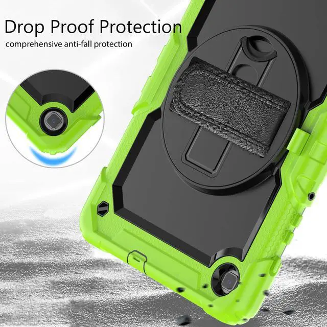 Alt view image 4 of 7 - Heavy Duty Shockproof Protective Case with Screen Protector, 360° Rotating Stand, Hand & Shoulder Strap for Samsung Galaxy Tab S6 Lite 10.4'', SM-P620/P625/P613/P619/P610/P615, Green