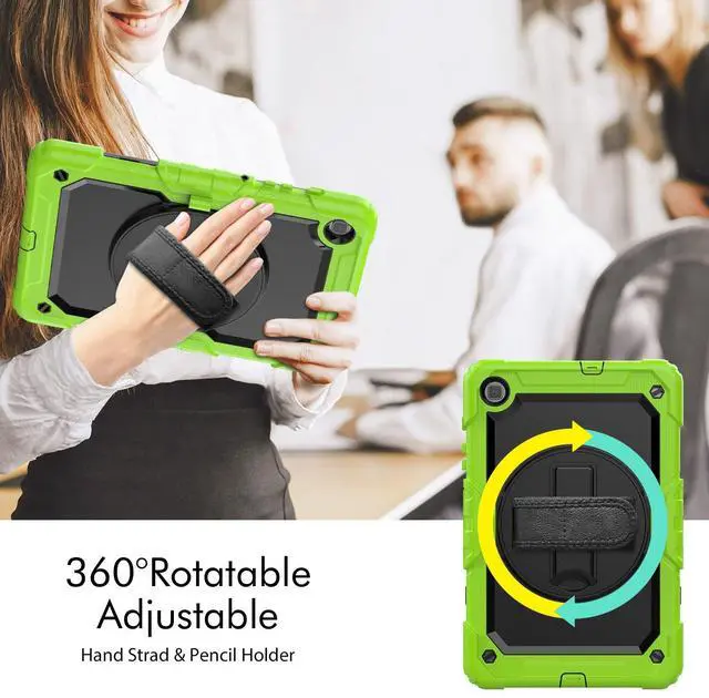 Alt view image 7 of 7 - Heavy Duty Shockproof Protective Case with Screen Protector, 360° Rotating Stand, Hand & Shoulder Strap for Samsung Galaxy Tab S6 Lite 10.4'', SM-P620/P625/P613/P619/P610/P615, Green
