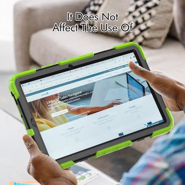 Alt view image 5 of 7 - Heavy Duty Shockproof Protective Case with Screen Protector, 360° Rotating Stand, Hand & Shoulder Strap for Samsung Galaxy Tab S6 Lite 10.4'', SM-P620/P625/P613/P619/P610/P615, Green