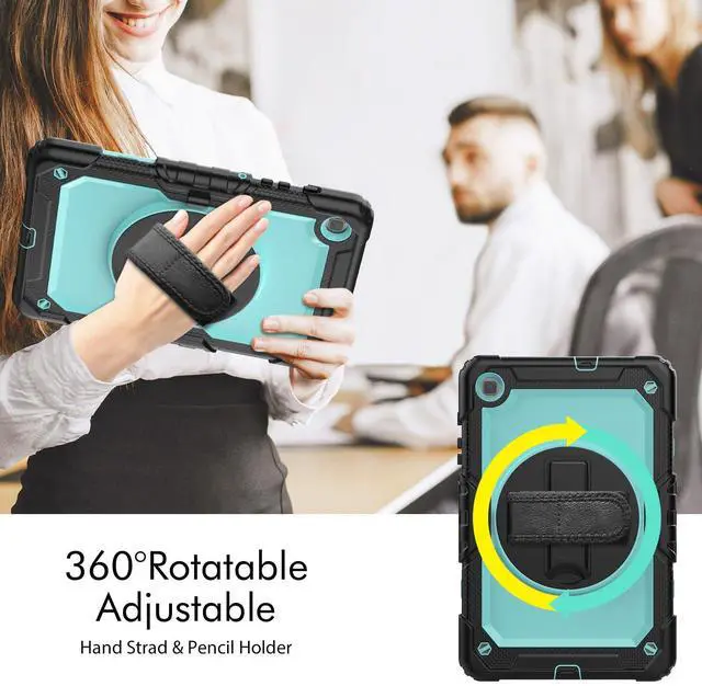 Alt view image 7 of 7 - Heavy Duty Shockproof Protective Case with Screen Protector, 360° Rotating Stand, Hand & Shoulder Strap for Samsung Galaxy Tab S6 Lite 10.4'', SM-P620/P625/P613/P619/P610/P615, Light bluePC