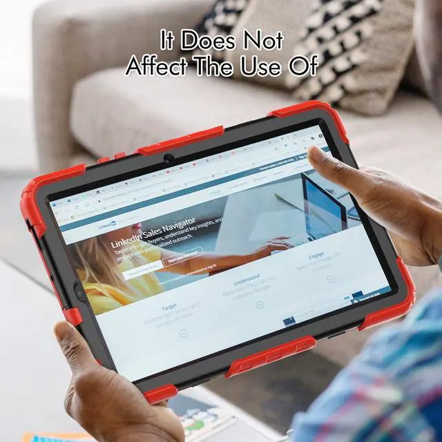 Alt view image 5 of 7 - Heavy Duty Shockproof Protective Case with Screen Protector, 360° Rotating Stand, Hand & Shoulder Strap for Samsung Galaxy Tab S6 Lite 10.4'', SM-P620/P625/P613/P619/P610/P615, Red
