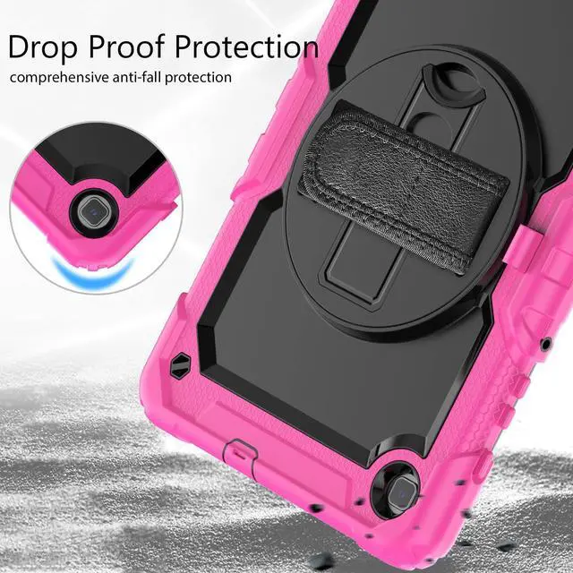 Alt view image 4 of 7 - Heavy Duty Shockproof Protective Case with Screen Protector, 360° Rotating Stand, Hand & Shoulder Strap for Samsung Galaxy Tab S6 Lite 10.4'', SM-P620/P625/P613/P619/P610/P615, Rose