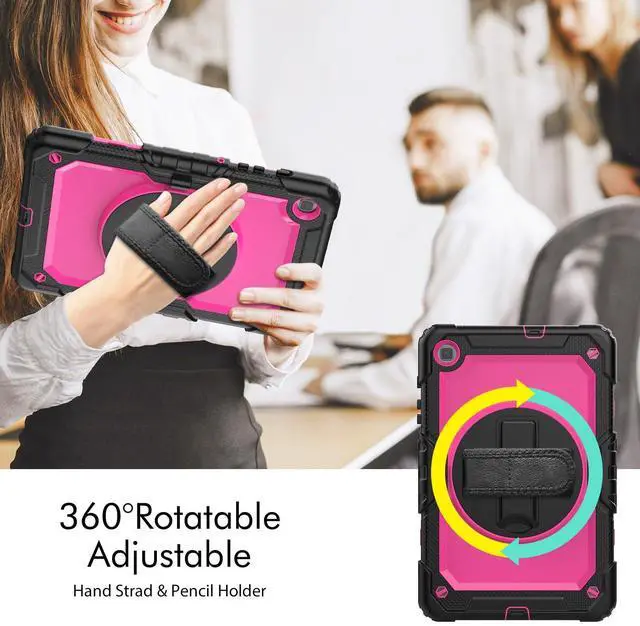 Alt view image 3 of 7 - Heavy Duty Shockproof Protective Case with Screen Protector, 360° Rotating Stand, Hand & Shoulder Strap for Samsung Galaxy Tab S6 Lite 10.4'', SM-P620/P625/P613/P619/P610/P615, RosePC