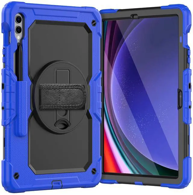 Main image of Heavy Duty Shockproof Protective Case with Screen Protector, 360° Rotating Stand, Hand & Shoulder Strap for Samsung Galaxy Tab S10 Plus 12.4 Inch 2024 / S9 FE Plus / S9 Plus 2023,Blue