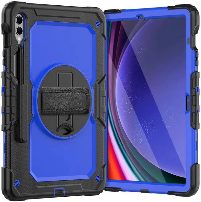 Main image of Heavy Duty Shockproof Protective Case with Screen Protector, 360° Rotating Stand, Hand & Shoulder Strap for Samsung Galaxy Tab S10 Plus 12.4 Inch 2024 / S9 FE Plus / S9 Plus 2023,BluePC
