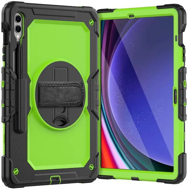 Main image of Heavy Duty Shockproof Protective Case with Screen Protector, 360° Rotating Stand, Hand & Shoulder Strap for Samsung Galaxy Tab S10 Plus 12.4 Inch 2024 / S9 FE Plus / S9 Plus 2023,GreenPC