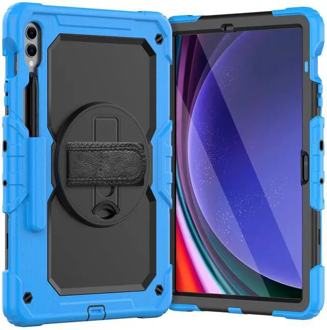 Main image of Heavy Duty Shockproof Protective Case with Screen Protector, 360° Rotating Stand, Hand & Shoulder Strap for Samsung Galaxy Tab S10 Plus 12.4 Inch 2024 / S9 FE Plus / S9 Plus 2023,Light Blue