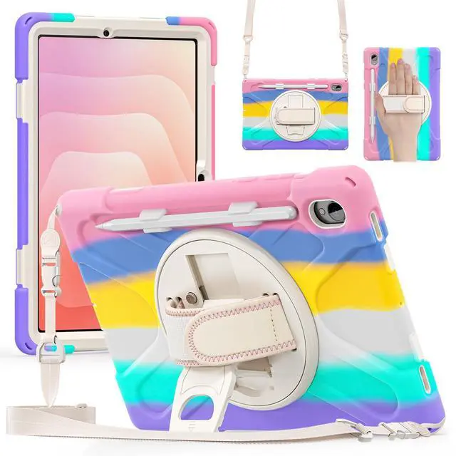 Main image of Heavy Duty Shockproof Kids Case with Screen Protector, 360° Rotating Hand Strap & Stand, Shoulder Strap for Samsung Galaxy Tab S11 11" 2025 (SM-X730/SM-X736B) Colorful Pink