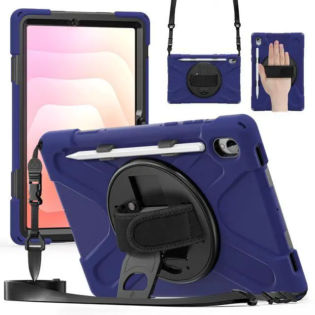 Main image of Heavy Duty Shockproof Kids Case with Screen Protector, 360° Rotating Hand Strap & Stand, Shoulder Strap for Samsung Galaxy Tab S11 11" 2025 (SM-X730/SM-X736B) Navy Blue