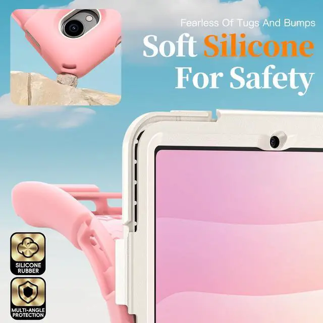 Alt view image 4 of 7 - Heavy Duty Shockproof Kids Case with Screen Protector, 360° Rotating Hand Strap & Stand, Shoulder Strap for Samsung Galaxy Tab S11 11" 2025 (SM-X730/SM-X736B) Pink