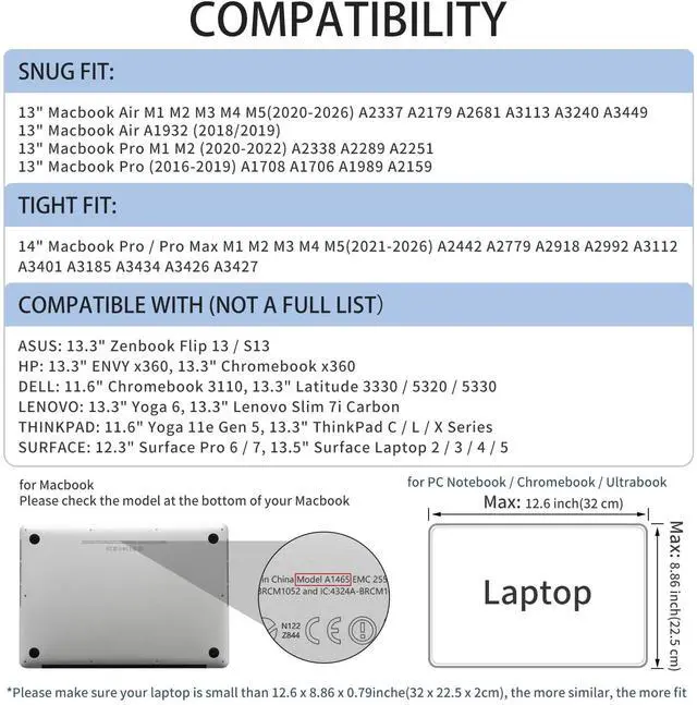 Alt view image 5 of 7 - Soft Protective Laptop Carrying Sleeve for 13.3-inch MacBook Air / Pro M1 M2 M3 M4 M5 (A3449/A3240/A3113/A2681/A2338), 13 Inch,Purple
