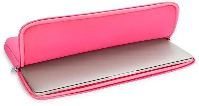 Alt view image 5 of 7 - Soft Padded Zipper Laptop Sleeve for 16-inch MacBook Pro/Max M1-M5 (A2141/A2485/A2780/A2991/A3403/A3186/A3428/A3429), Bright Pink