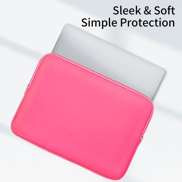Alt view image 2 of 7 - Soft Padded Zipper Laptop Sleeve for 16-inch MacBook Pro/Max M1-M5 (A2141/A2485/A2780/A2991/A3403/A3186/A3428/A3429), Bright Pink