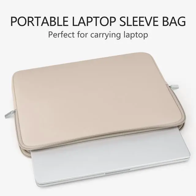Alt view image 2 of 7 - Soft Zipper Protective Laptop Carrying Sleeve for 13.3" Notebooks, Tablets, Chromebooks & 14" MacBook Pro/Max M1 M2 M3 M4 M5, Khaki
