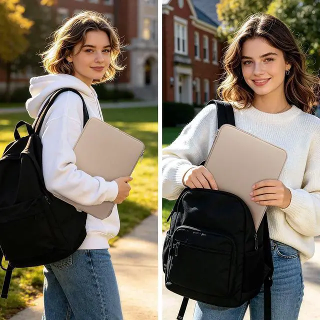Alt view image 7 of 7 - Soft Zipper Protective Laptop Carrying Sleeve for 13.3" Notebooks, Tablets, Chromebooks & 14" MacBook Pro/Max M1 M2 M3 M4 M5, Khaki