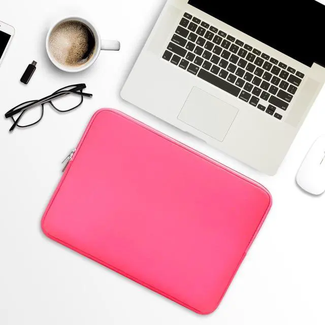 Alt view image 6 of 7 - Soft Padded Zipper Laptop Sleeve for 16-inch MacBook Pro/Max M1-M5 (A2141/A2485/A2780/A2991/A3403/A3186/A3428/A3429), Bright Pink