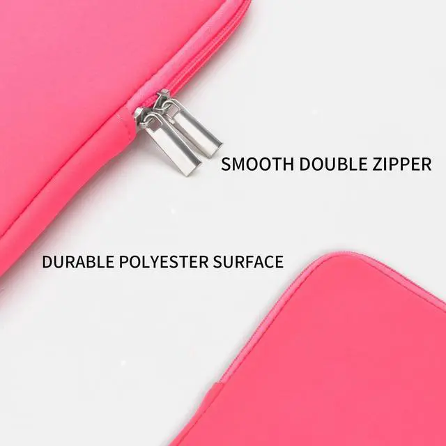 Alt view image 3 of 7 - Soft Padded Zipper Laptop Sleeve for 16-inch MacBook Pro/Max M1-M5 (A2141/A2485/A2780/A2991/A3403/A3186/A3428/A3429), Bright Pink