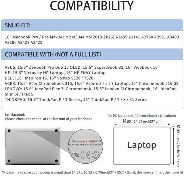 Alt view image 4 of 7 - Soft Padded Zipper Laptop Sleeve for 16-inch MacBook Pro/Max M1-M5 (A2141/A2485/A2780/A2991/A3403/A3186/A3428/A3429), Bright Pink