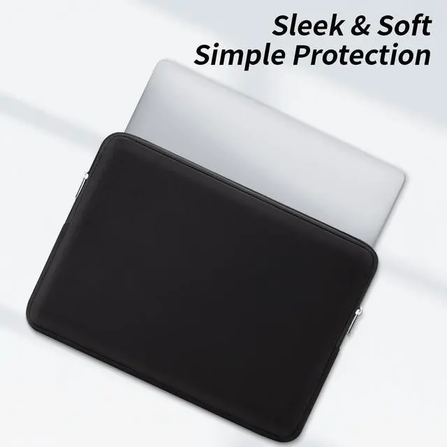 Alt view image 4 of 7 - Soft Padded Zipper Laptop Sleeve for 16-inch MacBook Pro/Max M1-M5 (A2141/A2485/A2780/A2991/A3403/A3186/A3428/A3429), Black
