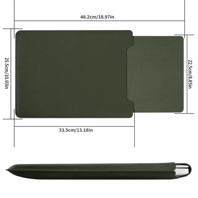 Alt view image 2 of 7 - Padded Thin Portable Laptop Sleeve for 13.314 Inch, Compatible with 2022 MacBook Pro 14", 2015 MacBook Pro/Air 13.3", Dark Green