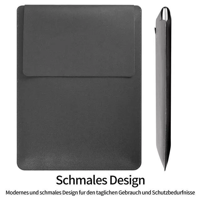 Alt view image 5 of 7 - Padded Thin Portable Laptop Sleeve for 13.3-14 Inch, Compatible with 2022 MacBook Pro 14", 2015 MacBook Pro/Air 13.3", Dark Gray