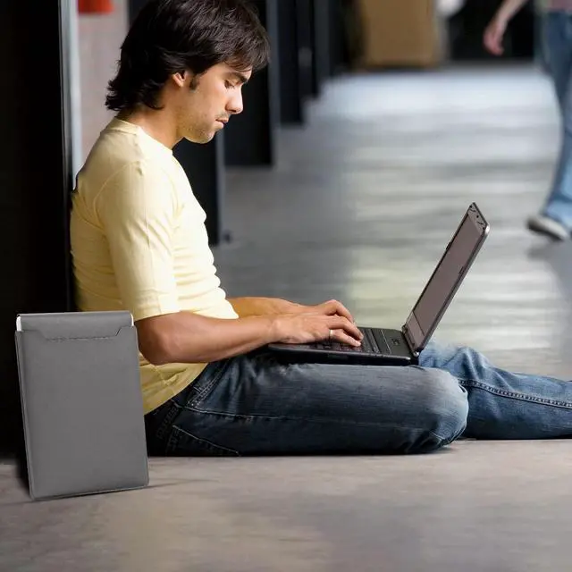 Alt view image 7 of 7 - Padded Thin Portable Laptop Sleeve for 13.3-14 Inch, Compatible with 2022 MacBook Pro 14", 2015 MacBook Pro/Air 13.3", Dark Gray