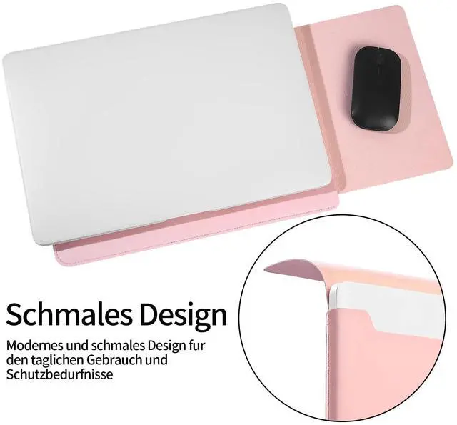 Alt view image 5 of 7 - Padded Thin Portable Laptop Sleeve for 13.3-14 Inch, Compatible with 2022 MacBook Pro 14", 2015 MacBook Pro/Air 13.3", Light Pink