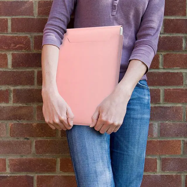 Alt view image 7 of 7 - Padded Thin Portable Laptop Sleeve for 13.3-14 Inch, Compatible with 2022 MacBook Pro 14", 2015 MacBook Pro/Air 13.3", Light Pink