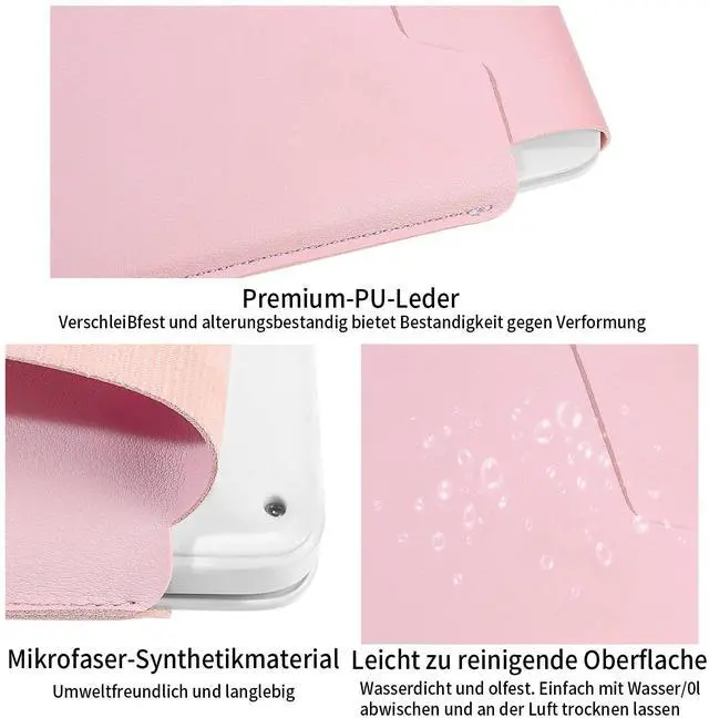 Alt view image 4 of 7 - Padded Thin Portable Laptop Sleeve for 13.3-14 Inch, Compatible with 2022 MacBook Pro 14", 2015 MacBook Pro/Air 13.3", Light Pink