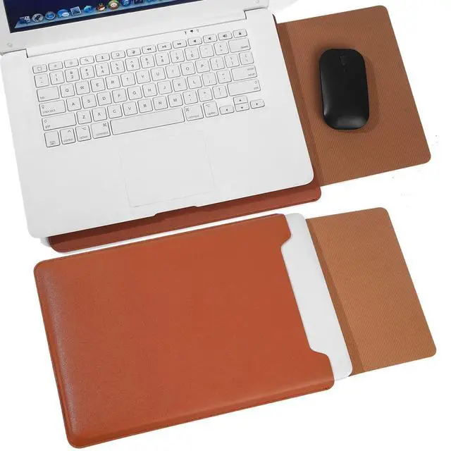 Alt view image 6 of 7 - Padded Thin Portable Laptop Sleeve for 13.3-14 Inch, Compatible with 2022 MacBook Pro 14", 2015 MacBook Pro/Air 13.3", Air-Brown