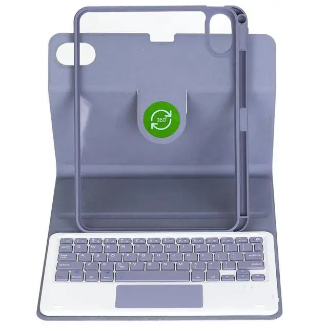 Alt view image 5 of 7 - 360° Rotating Keyboard Case for Xiaomi Redmi Pad 2 11 Inch 2025, Detachable Rechargeable English Keyboard with Trackpad, Built-in Pencil Holder, Horizontal & Vertical Stand Folio Cover, Lavender Gray