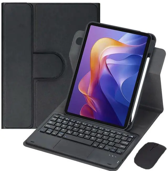 Main image of 360° Rotating Keyboard Case for Xiaomi Redmi Pad 2 11 Inch 2025, Detachable Rechargeable English Keyboard with Trackpad, Built-in Pencil Holder, Horizontal & Vertical Stand Folio Cover,Black