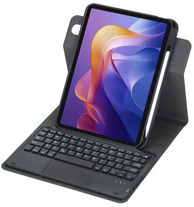 Alt view image 3 of 7 - 360° Rotating Keyboard Case for Xiaomi Redmi Pad 2 11 Inch 2025, Detachable Rechargeable English Keyboard with Trackpad, Built-in Pencil Holder, Horizontal & Vertical Stand Folio Cover,Black