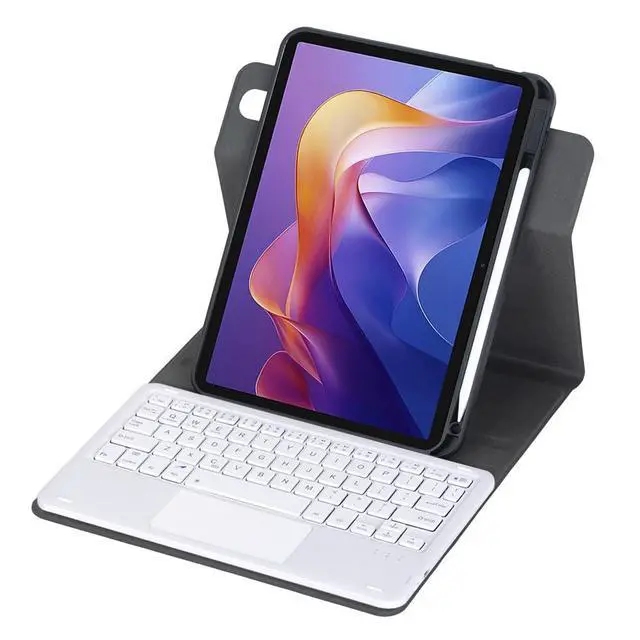 Alt view image 2 of 7 - 360° Rotating Keyboard Case for Xiaomi Redmi Pad 2 11 Inch 2025, Detachable Rechargeable English Keyboard with Trackpad, Built-in Pencil Holder, Horizontal & Vertical Stand Folio Cover,Black White