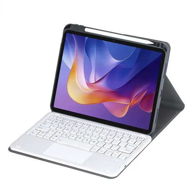Alt view image 3 of 7 - 360° Rotating Keyboard Case for Xiaomi Redmi Pad 2 11 Inch 2025, Detachable Rechargeable English Keyboard with Trackpad, Built-in Pencil Holder, Horizontal & Vertical Stand Folio Cover,Black White
