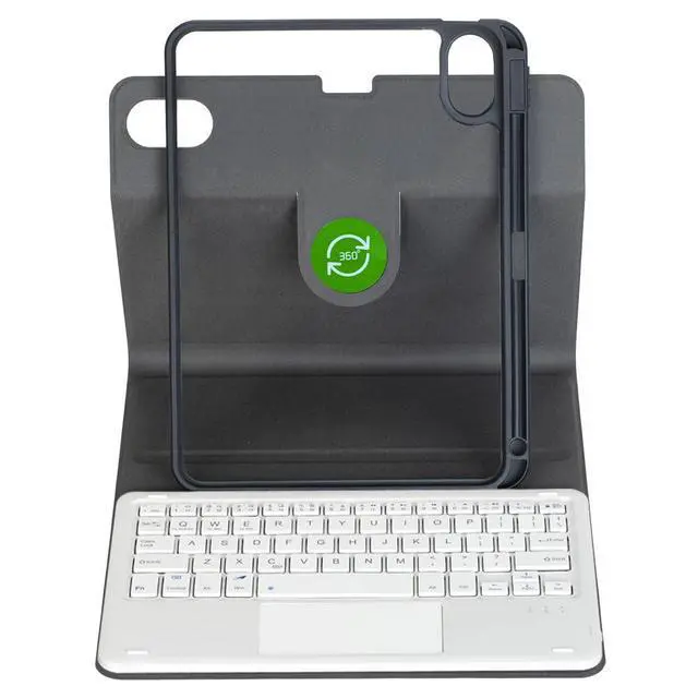 Alt view image 5 of 7 - 360° Rotating Keyboard Case for Xiaomi Redmi Pad 2 11 Inch 2025, Detachable Rechargeable English Keyboard with Trackpad, Built-in Pencil Holder, Horizontal & Vertical Stand Folio Cover,Black White