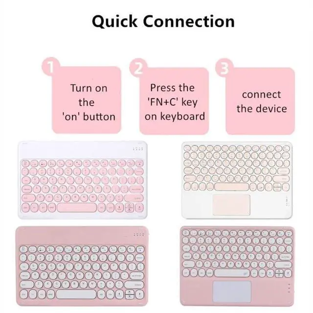 Alt view image 7 of 7 - 360° Rotating Keyboard Case for Xiaomi Redmi Pad 2 11 Inch 2025, Detachable Rechargeable English Keyboard with Trackpad, Built-in Pencil Holder, Horizontal & Vertical Stand Folio Cover,Black White