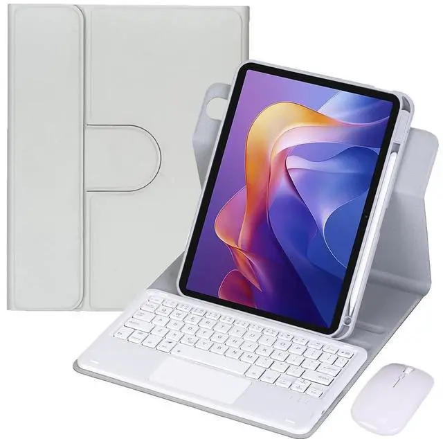 Main image of 360° Rotating Keyboard Case for Xiaomi Redmi Pad 2 11 Inch 2025, Detachable Rechargeable English Keyboard with Trackpad, Built-in Pencil Holder, Horizontal & Vertical Stand Folio Cover,Gray