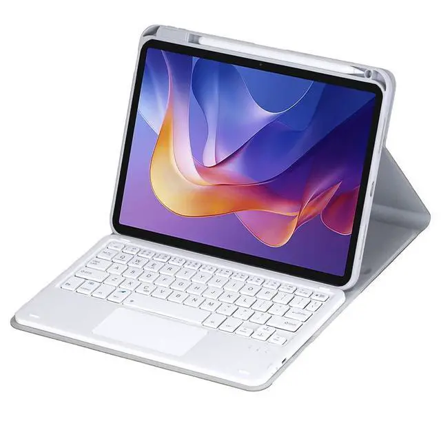 Alt view image 2 of 7 - 360° Rotating Keyboard Case for Xiaomi Redmi Pad 2 11 Inch 2025, Detachable Rechargeable English Keyboard with Trackpad, Built-in Pencil Holder, Horizontal & Vertical Stand Folio Cover,Gray