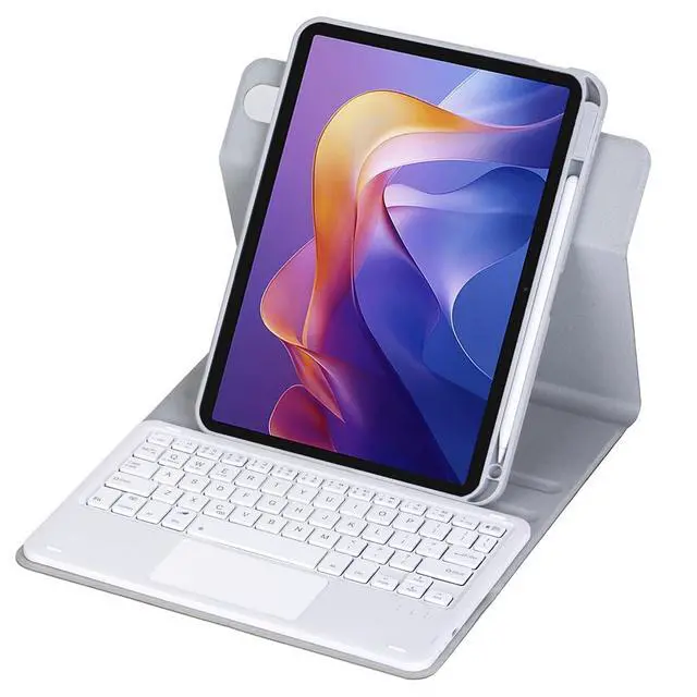 Alt view image 3 of 7 - 360° Rotating Keyboard Case for Xiaomi Redmi Pad 2 11 Inch 2025, Detachable Rechargeable English Keyboard with Trackpad, Built-in Pencil Holder, Horizontal & Vertical Stand Folio Cover,Gray