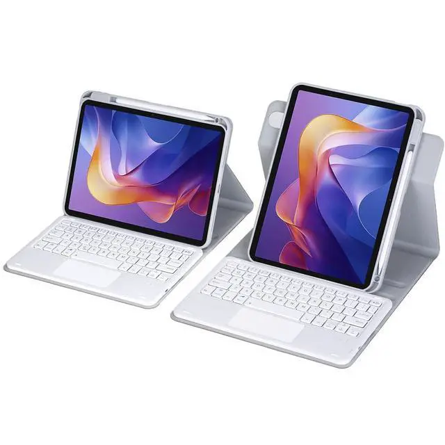 Alt view image 4 of 7 - 360° Rotating Keyboard Case for Xiaomi Redmi Pad 2 11 Inch 2025, Detachable Rechargeable English Keyboard with Trackpad, Built-in Pencil Holder, Horizontal & Vertical Stand Folio Cover,Gray