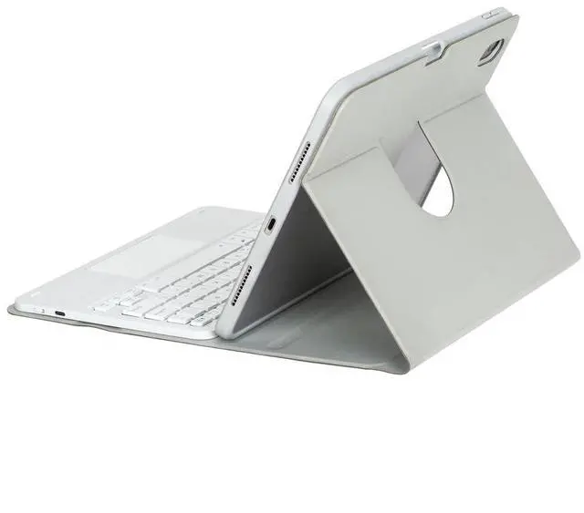 Alt view image 4 of 5 - Detachable Rechargeable Rainbow Backlit Trackpad Keyboard Case with Pencil Slot & 360° Rotatable Horizontal/Vertical Stand for 11 Inch 2025 Xiaomi Redmi Pad 2, Gray