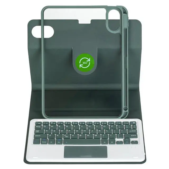 Alt view image 5 of 7 - 360° Rotating Keyboard Case for Xiaomi Redmi Pad 2 11 Inch 2025, Detachable Rechargeable English Keyboard with Trackpad, Built-in Pencil Holder, Horizontal & Vertical Stand Folio Cover,Green