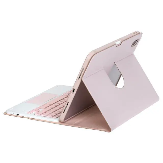Alt view image 6 of 7 - 360° Rotatable Detachable Rechargeable Keyboard Case with Trackpad & Pencil Slot, Horizontal & Vertical Stand Cover for iPad A16 2025 / iPad 11th Generation, Pink