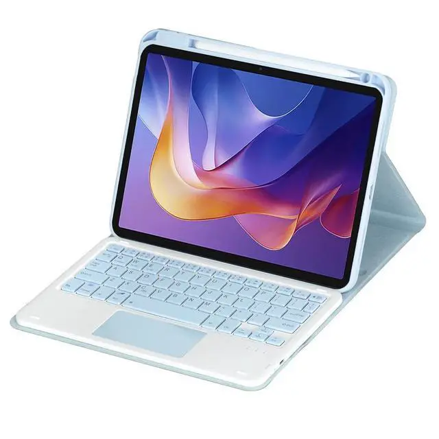 Alt view image 2 of 7 - 360° Rotating Keyboard Case for Xiaomi Redmi Pad 2 11 Inch 2025, Detachable Rechargeable English Keyboard with Trackpad, Built-in Pencil Holder, Horizontal & Vertical Stand Folio Cover,Sky Blue